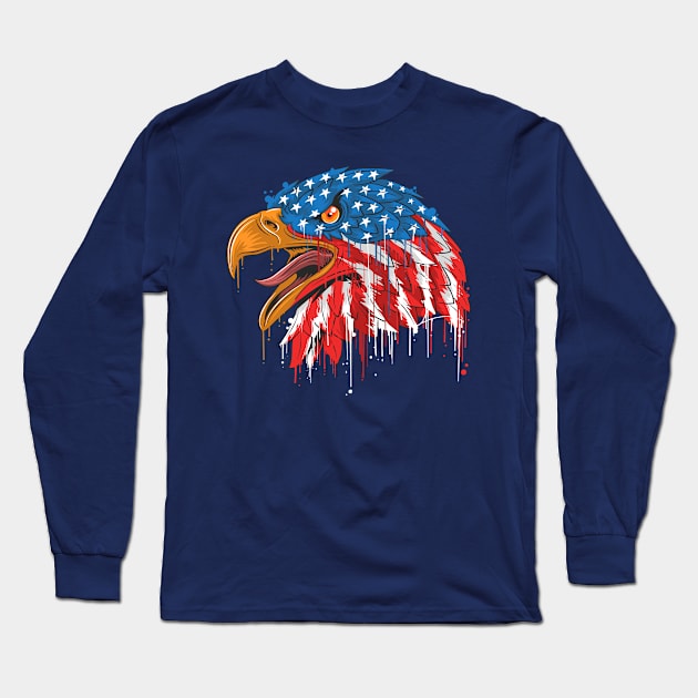 eagle independence head USA Long Sleeve T-Shirt by Mako Design 